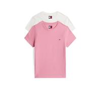 T-Shirt TOMMY JEANS "TJW 2PACK C-NECK TEE", Damen, Gr. S (36), rosa (ecru, mystic pink), Single Jersey, Obermaterial: 100% Baumwolle, unifarben, slim fit hüftlang, Rundhals, abgesteppt, Shirts T-Shirt