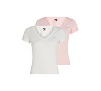 Tommy Jeans Damen Tjw 2pack V-Neck Tee Dw0dw21367 S/S T-Shirt, Multi (Ecru/Precious Pink), M EU