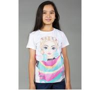 T-Shirt TOPMODEL "TOPModel Kurzarmshirt", Mädchen, Gr. 164, weiß (hellweiß), Obermaterial: 100% Baumwolle, Basic, regular fit hüftbedeckend, Rundhals, abgesteppte Kante, Shirts T-Shirt, mit tollem Fro