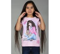 T-Shirt TOPMODEL "TOPModel", Mädchen, Gr. 128, rosa (cherry blossom), Obermaterial: 100% Baumwolle, Basic, regular fit hüftbedeckend, Rundhals, abgesteppte Kante, Shirts T-Shirt, mit romantischem, gro