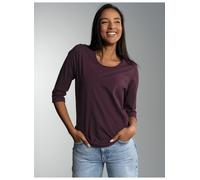 T-Shirt TRIGEMA "TRIGEMA 3/4 Arm Shirt aus Biobaumwolle", Damen, Gr. S, lila (aubergine, c2c), 100% Baumwolle (Bio-Baumwolle kbA), Basic, Shirts T-Shirt (96748324-S) aubergine, c2c