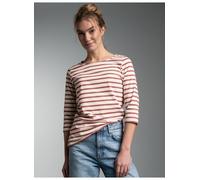 T-Shirt TRIGEMA "TRIGEMA 3/4 Arm T Shirt mit Ringelmuster "Sail", Damen, Gr. S, rot (mahagoni), Single Jersey, 100% Baumwolle, Basic, Rundhals, Shirts T-Shirt (90952339-S) mahagoni