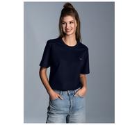 T-Shirt TRIGEMA "TRIGEMA Classic Tee", Damen, Gr. XL, blau (navy), Single Jersey, 100% Baumwolle, Basic, lang, Rundhals, Shirts T-Shirt (15503460-XL) navy
