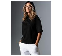 T-Shirt TRIGEMA "TRIGEMA Cropped Kapuzenshirt", Damen, Gr. S, schwarz, 100% Baumwolle, Basic, Shirts T-Shirt (74058512-S) schwarz
