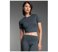 T-Shirt TRIGEMA "TRIGEMA Cropped Sport T-Shirt", Damen, Gr. S, anthrazit, 75% Nylon, 25% Elastan, Shirts T-Shirt (36379209-S) anthrazit