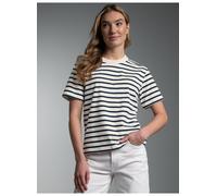 T-Shirt TRIGEMA "TRIGEMA Cropped T Shirt mit "Sail" Ringelmuster", Damen, Gr. XXL, natur, Single Jersey, 100% Baumwolle, Basic, Rundhals, Shirts T-Shirt (10334651-XXL) natur