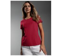 T-Shirt TRIGEMA "TRIGEMA Damen T Shirt aus Biobaumwolle", Damen, Gr. XL, rubin, Single Jersey, 100% Baumwolle (Bio-Baumwolle kbA), Basic, lang, ohne Ausschnitt, Shirts T-Shirt (45513247-XL) rubin