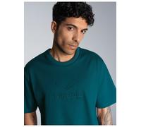 T-Shirt TRIGEMA "TRIGEMA Heavy Oversized T-Shirt mit 3D-Motiv", Herren, Gr. L, blau (saphir), 100% Baumwolle, Shirts T-Shirt (51237304-L) saphir