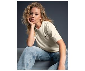 T-Shirt TRIGEMA "TRIGEMA Heavy Oversized T-Shirt mit Affe Charly-Stickmotiv", Damen, Gr. XXL, beige (natur), Single Jersey, 100% Baumwolle, Basic, Rundhals, Shirts T-Shirt (45435734-XXL) natur