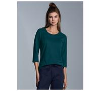T-Shirt TRIGEMA "TRIGEMA Langarmshirs aus Biobaumwolle", Damen, Gr. S, grün (saphir), Single Jersey, 100% Baumwolle (Bio-Baumwolle kbA), Basic, lang, ohne Ausschnitt, Shirts T-Shirt (58657564-S) saphi