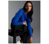 T-Shirt TRIGEMA "TRIGEMA Langarmshirt aus 100% Baumwolle", Damen, Gr. XXL, blau (royal), Single Jersey, 100% Baumwolle, Basic, lang, Rundhals, Shirts T-Shirt (68551954-XXL) royal