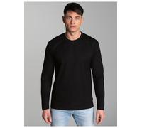 T-Shirt TRIGEMA "TRIGEMA Langarmshirt aus 100% Baumwolle", Herren, Gr. 5XL, schwarz, Single Jersey, 100% Baumwolle, Basic, lang, Rundhals, Shirts T-Shirt (442829-5XL) schwarz