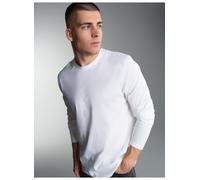 T-Shirt TRIGEMA "TRIGEMA Langarmshirt aus 100% Baumwolle", Herren, Gr. M, weiß, Single Jersey, 100% Baumwolle, Basic, lang, Rundhals, Shirts T-Shirt (442827-M) weiß