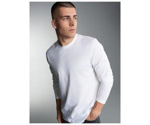 T-Shirt TRIGEMA "TRIGEMA Langarmshirt aus 100% Baumwolle", Herren, Gr. XXL, weiß, Single Jersey, 100% Baumwolle, Basic, lang, Rundhals, Shirts T-Shirt (442827-XXL) weiß