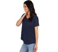 T-Shirt TRIGEMA "TRIGEMA Oversized T-Shirt mit V-Ausschnitt", Damen, Gr. XL, blau (navy), 100% Baumwolle, Shirts T-Shirt (16303459-XL) navy