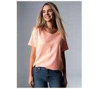T-Shirt TRIGEMA "TRIGEMA Oversized T-Shirt mit V-Ausschnitt", Damen, Gr. XL, rot (apricot), 100% Baumwolle, Shirts T-Shirt (33095566-XL) apricot
