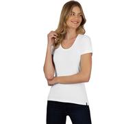 T-Shirt TRIGEMA "TRIGEMA Rundhalsshirt aus Viskose", Damen, Gr. 3XL, weiß, Single Jersey, 94% Viskose, 6% Elastan, Basic, lang, ohne Ausschnitt, Shirts T-Shirt (837005-XXXL) weiß