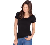 T-Shirt TRIGEMA "TRIGEMA Rundhalsshirt aus Viskose", Damen, Gr. S, schwarz, 94% Viskose, 6% Elasthan, Basic, Shirts T-Shirt (411779-S) schwarz