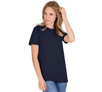 T-Shirt TRIGEMA "TRIGEMA Slim Fit T-Shirt aus DELUXE Baumwolle", Damen, Gr. M, blau (navy), 100% Baumwolle, Basic, Shirts T-Shirt (61854904-M) navy