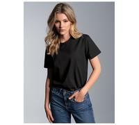 T-Shirt TRIGEMA "TRIGEMA Slim Fit T-Shirt aus DELUXE Baumwolle", Damen, Gr. XXL, schwarz, Single Jersey, 100% Baumwolle, Basic, normal, Rundhals, Shirts T-Shirt (68725621-XXL) schwarz