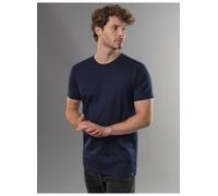 T-Shirt TRIGEMA "TRIGEMA Slim Fit T-Shirt aus DELUXE Baumwolle", Herren, Gr. L, blau (navy), 100% Baumwolle, Basic, Shirts T-Shirt (70599520-L) navy