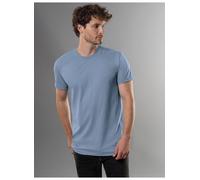 T-Shirt TRIGEMA "TRIGEMA Slim Fit T-Shirt aus DELUXE Baumwolle", Herren, Gr. L, blau (pearl, blau), 100% Baumwolle, Basic, Shirts T-Shirt (84053040-L) pearl, blau