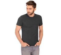 T-Shirt TRIGEMA "TRIGEMA Slim Fit T-Shirt aus DELUXE Baumwolle", Herren, Gr. L, grau (anthrazit, melange), 100% Baumwolle, Basic, Shirts T-Shirt (94921257-L) anthrazit, melange