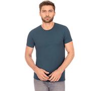 T-Shirt TRIGEMA "TRIGEMA Slim Fit T-Shirt aus DELUXE Baumwolle", Herren, Gr. M, blau (jeans, melange), 100% Baumwolle, Basic, Shirts T-Shirt (53767363-M) jeans, melange