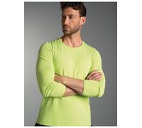 T-Shirt TRIGEMA "TRIGEMA Sport-Shirt aus Microfaser", Herren, Gr. L, lemon, Stoff, 90% Polyester, 10% Elastan, lang, Rundhals, Shirts T-Shirt (36452069-L) lemon