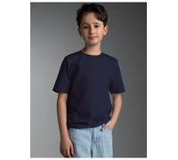 T-Shirt TRIGEMA "TRIGEMA T-Shirt aus 100% Baumwolle", Jungen, Gr. 92, blau (navy), Single Jersey, 100% Baumwolle, Basic, lang, Rundhals, Shirts T-Shirt (81265615-92) navy