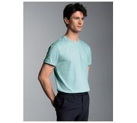 T-Shirt TRIGEMA "TRIGEMA T-Shirt DELUXE Baumwolle", Herren, Gr. L, blau (gletscher), Single Jersey, 100% Baumwolle, Basic, lang, Rundhals, Shirts T-Shirt (44494813-L) gletscher