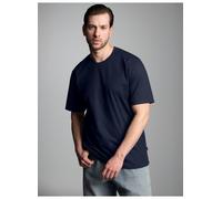 T-Shirt TRIGEMA "TRIGEMA T-Shirt DELUXE Baumwolle", Herren, Gr. XL, blau (navy), Single Jersey, 100% Baumwolle, Basic, lang, Rundhals, Shirts T-Shirt (12355567-XL) navy