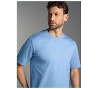 T-Shirt TRIGEMA "TRIGEMA T-Shirt DELUXE Baumwolle", Herren, Gr. XXL, blau (horizont), Single Jersey, 100% Baumwolle, Basic, lang, Rundhals, Shirts T-Shirt (43633838-XXL) horizont