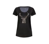 T-Shirt TRIGEMA "TRIGEMA T-Shirt Glitzer-Hirsch", Damen, Gr. 3XL, schwarz, 100% Baumwolle, Shirts T-Shirt (506298-XXXL) schwarz