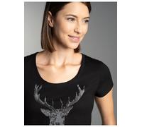 Trigema Damen Hirsch T-Shirt , Schwarz (Schwarz 008), XL