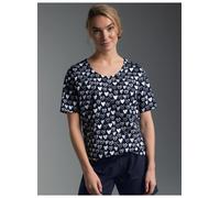 T-Shirt TRIGEMA "TRIGEMA T Shirt mit Allover-Druck "Herzen", Damen, Gr. XXL, navy, Single Jersey, 100% Baumwolle, Basic, Rundhals, Shirts T-Shirt (37852234-XXL) navy