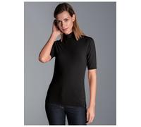 T-Shirt TRIGEMA "TRIGEMA T-Shirt mit elastischem Stehkragen", Damen, Gr. M, schwarz, 94% Viskose, 6% Elasthan, Shirts T-Shirt (81549813-M) schwarz