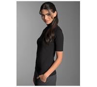 T-Shirt TRIGEMA "TRIGEMA T-Shirt mit elastischem Stehkragen", Damen, Gr. XL, schwarz, Single Jersey, 94% Viskose, 6% Elastan, normal, ohne Ausschnitt, Shirts T-Shirt (81549813-XL) schwarz