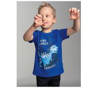 T-Shirt TRIGEMA "TRIGEMA T-Shirt mit großem Dino-Printmotiv", Mädchen, Gr. 116, blau (royal), Single Jersey, 100% Baumwolle, Basic, Rundhals, Shirts T-Shirt (81310624-116) royal