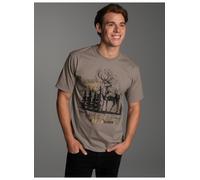T-Shirt TRIGEMA "TRIGEMA T-Shirt mit großem Hirsch-Printmotiv", Damen, Gr. L, taupe, 100% Baumwolle, Basic, Shirts T-Shirt (68749961-L)