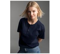 Trigema Damen T-Shirt mit Knopfleiste Deluxe Baumwolle