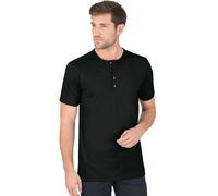 T-Shirt TRIGEMA "TRIGEMA T-Shirt mit Knopfleiste DELUXE Baumwolle", Herren, Gr. S, schwarz, 100% Baumwolle, Shirts T-Shirt (61427438-S) schwarz