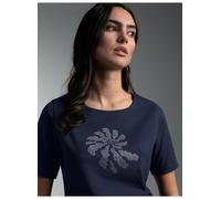 T-Shirt TRIGEMA "TRIGEMA T Shirt mit Strass Motiv "Schnecke", Damen, Gr. L, navy, Single Jersey, 100% Baumwolle, Basic, Rundhals, Shirts T-Shirt (27481032-L) navy