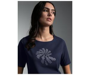 T-Shirt TRIGEMA "TRIGEMA T Shirt mit Strass Motiv "Schnecke", Damen, Gr. XXL, navy, Single Jersey, 100% Baumwolle, Basic, Rundhals, Shirts T-Shirt (27481032-XXL) navy
