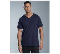 T-Shirt TRIGEMA "TRIGEMA V-Shirt aus 100% Bio-Baumwolle (kbA)", Herren, Gr. L, blau (navy, c2c), 100% Baumwolle (Bio-Baumwolle kbA), Basic, Shirts T-Shirt (95694011-L) navy, c2c