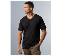 T-Shirt TRIGEMA "TRIGEMA V-Shirt aus 100% Bio-Baumwolle (kbA)", Herren, Gr. M, schwarz (schwarz, c2c), 100% Baumwolle (Bio-Baumwolle kbA), Basic, Shirts T-Shirt (28058309-M) schwarz, c2c