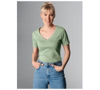 T-Shirt TRIGEMA "TRIGEMA V-Shirt aus Baumwolle/Elastan", Mädchen, Gr. XL, grün (grün tea), 95% Baumwolle, 5% Elastan, Basic, Shirts T-Shirt (81742746-XL)