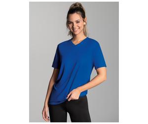 T-Shirt TRIGEMA "TRIGEMA V-Shirt COOLMAX", Damen, Gr. 4XL, blau (royal), Trikot, 100% Polyester (recycelt), lang, V-Ausschnitt, Shirts T-Shirt (54262157-4XL) royal