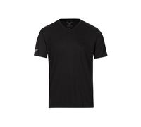 T-Shirt TRIGEMA "TRIGEMA V-Shirt COOLMAX", Damen, Gr. M, schwarz, Trikot, 100% Polyester (recycelt), lang, V-Ausschnitt, Shirts T-Shirt (137208-M) schwarz