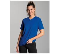 T-Shirt TRIGEMA "TRIGEMA V-Shirt COOLMAX", Damen, Gr. S, blau (royal), 100% Polyester (recycelt), Shirts T-Shirt (54262157-S)